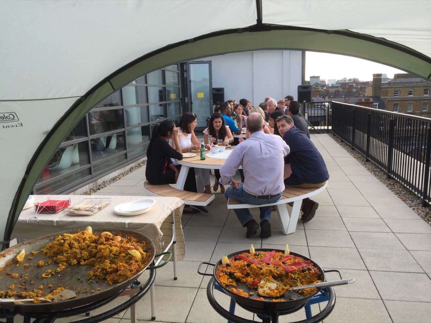 Paella catering at a corporate event venue